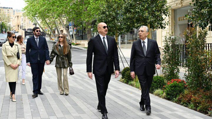 Prezident İlham Əliyev Bakının İslam Səfərli küçəsinin yenidənqurmadan sonra açılışında iştirak edib